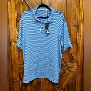 NEW!! Walter Hagen Men's Perfect, 11 Majors Bar Stripe Golf Polo, XL, Blue